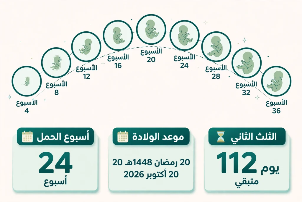حاسبة الحمل توضح نمو الجنين أسبوعيا وموعد الولادة